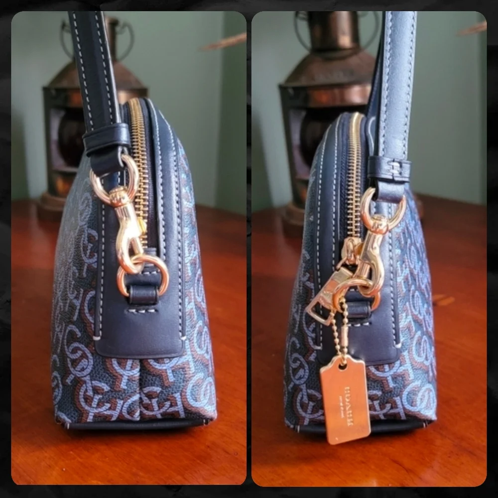 Coach CF343 Madi Dome Monogram Blue Coated Canvas Crossbody Bag